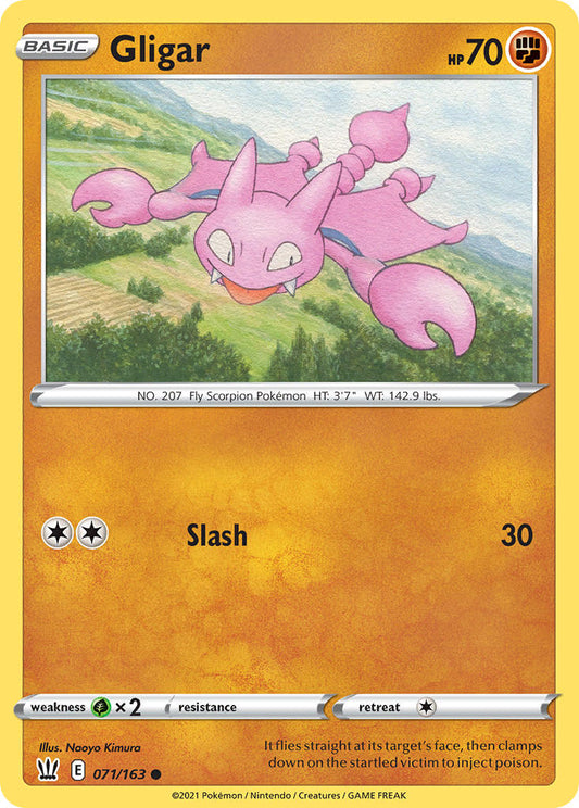 (071/163) Pokemon TCG Battle Styles Single: Gligar Reverse Holo Common