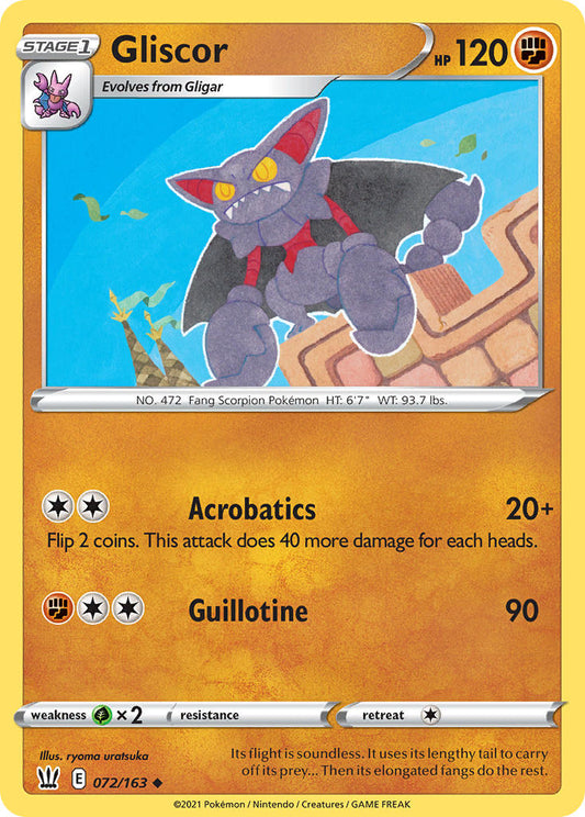 (072/163) Pokemon TCG Battle Styles Single: Gliscor Reverse Holo Uncommon