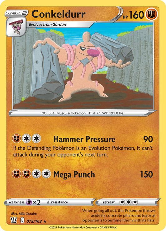 (075/163) Pokemon TCG Battle Styles Single: Conkeldurr Reverse Holo Rare