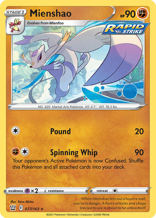 (077/163) Pokemon TCG Battle Styles Single: Mienshao  Rare