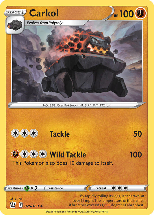 (079/163) Pokemon TCG Battle Styles Single: Carkol Reverse Holo Uncommon