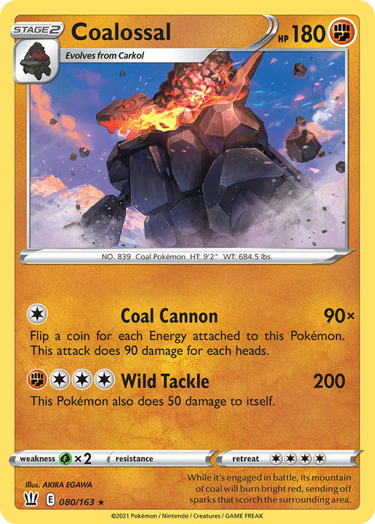 (080/163) Pokemon TCG Battle Styles Single: Coalossal Reverse Holo Holo Rare