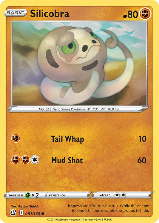 (081/163) Pokemon TCG Battle Styles Single: Silicobra Reverse Holo Common