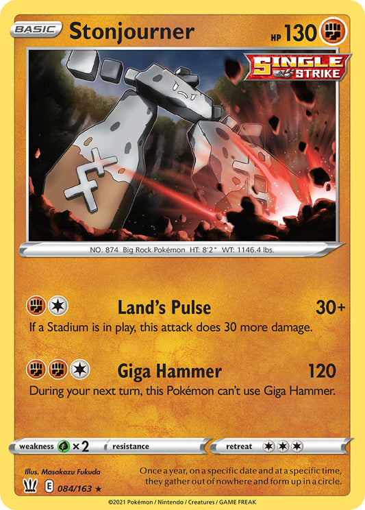 (084/163) Pokemon TCG Battle Styles Single: Stonjourner Reverse Holo Rare