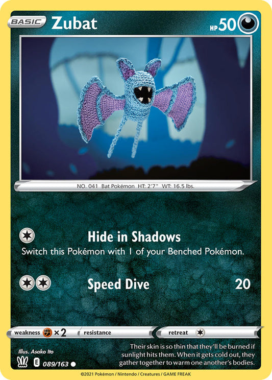 (089/163) Pokemon TCG Battle Styles Single: Zubat Reverse Holo Common