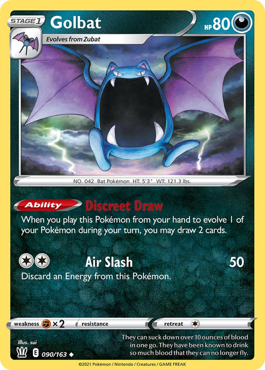 (090/163) Pokemon TCG Battle Styles Single: Golbat Reverse Holo Uncommon