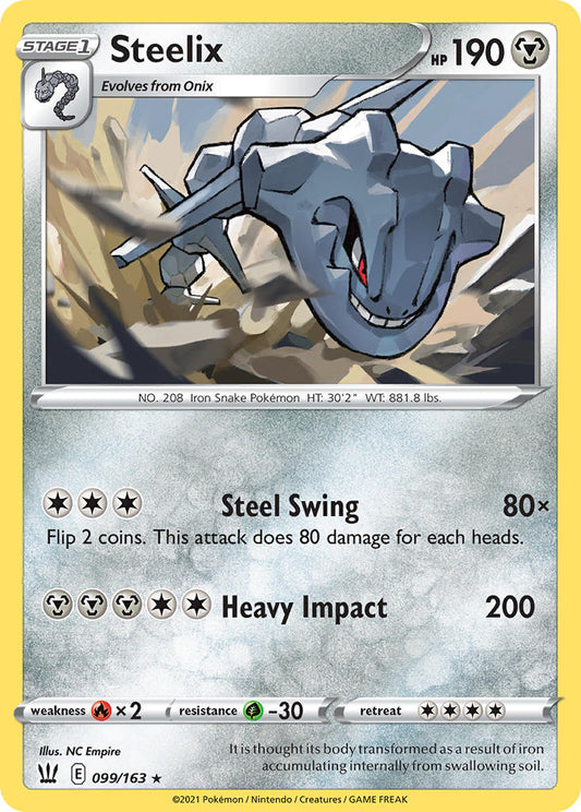 (099/163) Pokemon TCG Battle Styles Single: Steelix Reverse Holo Holo Rare
