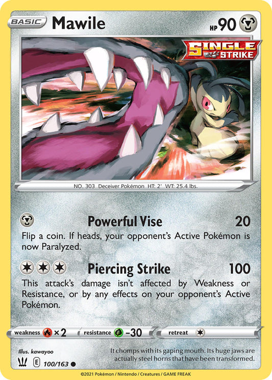 (100/163) Pokemon TCG Battle Styles Single: Mawile Reverse Holo Common