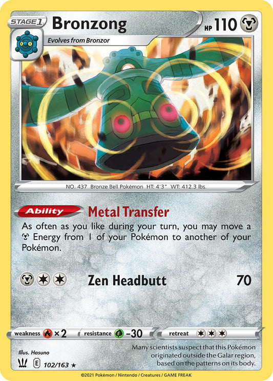 (102/163) Pokemon TCG Battle Styles Single: Bronzong  Holo Rare