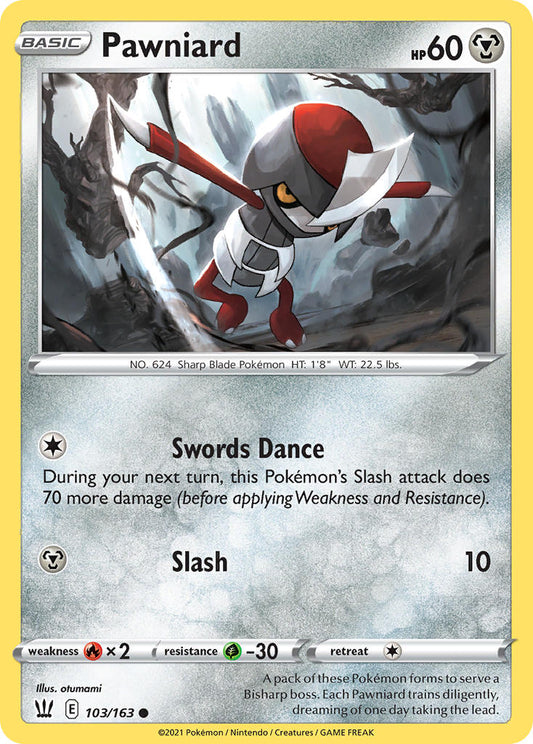 (103/163) Pokemon TCG Battle Styles Single: Pawniard Reverse Holo Common