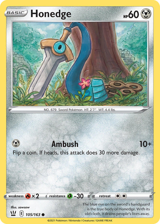 (105/163) Pokemon TCG Battle Styles Single: Honedge Reverse Holo Common