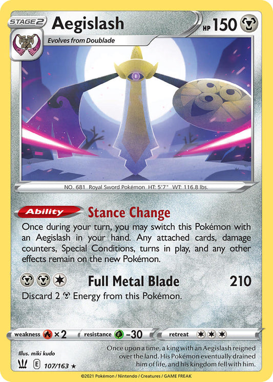 (107/163) Pokemon TCG Battle Styles Single: Aegislash  Holo Rare