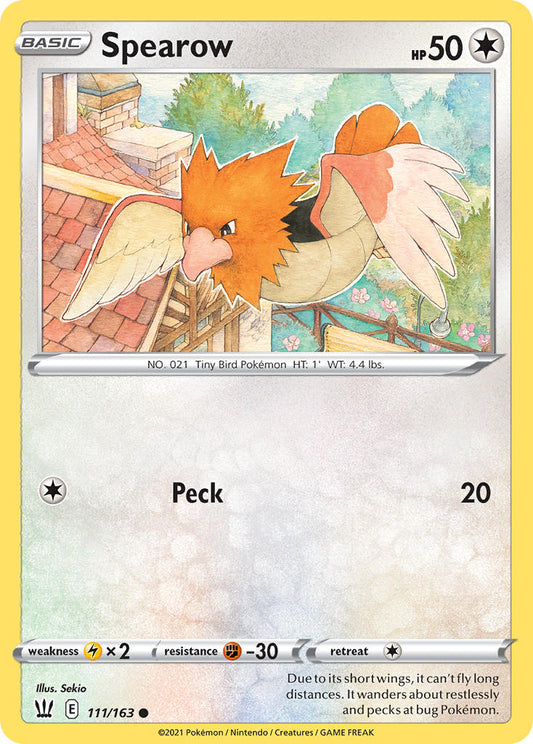 (111/163) Pokemon TCG Battle Styles Single: Spearow Reverse Holo Common