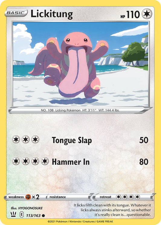 (113/163) Pokemon TCG Battle Styles Single: Lickitung Reverse Holo Common