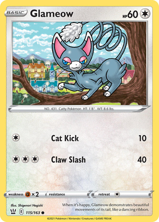 (115/163) Pokemon TCG Battle Styles Single: Glameow Reverse Holo Common