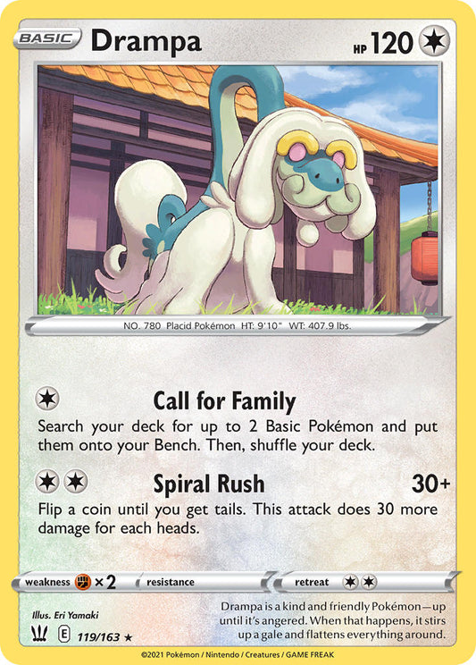 (119/163) Pokemon TCG Battle Styles Single: Drampa Reverse Holo Rare