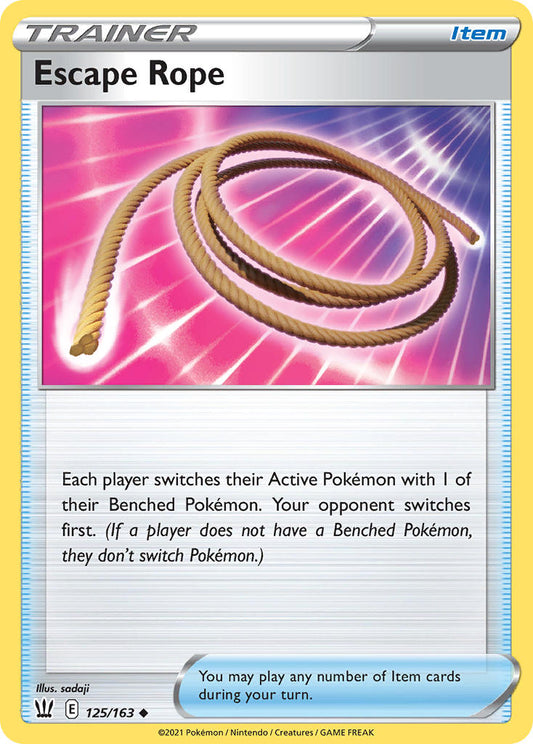 (125/163) Pokemon TCG Battle Styles Single: Escape Rope Reverse Holo Uncommon
