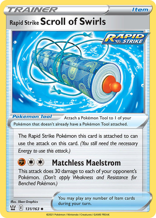 (131/163) Pokemon TCG Battle Styles Single: Rapid Strike Scroll of Swirls Reverse Holo Uncommon