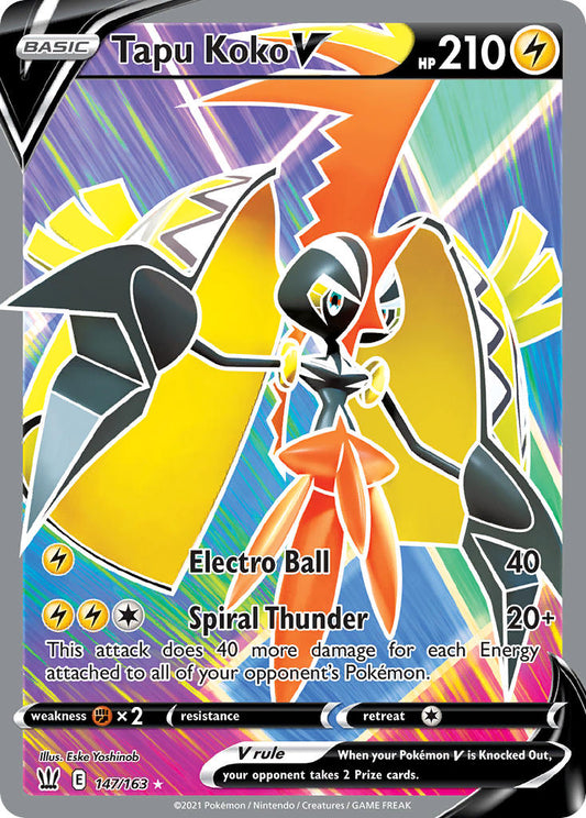 (147/163) Pokemon TCG Battle Styles Single: Tapu Koko V  Ultra Rare