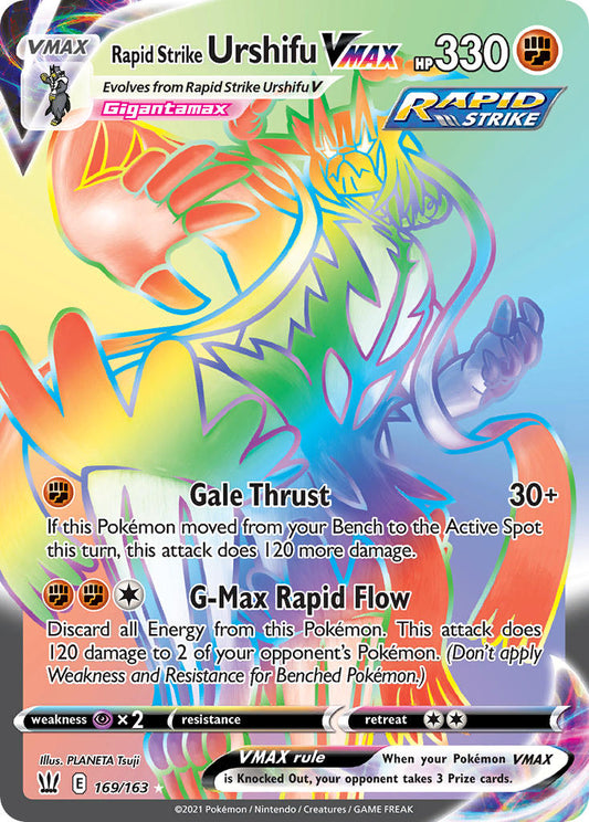 (169/163) Pokemon TCG Battle Styles Single: Rapid Strike Urshifu VMAX  Secret Rare