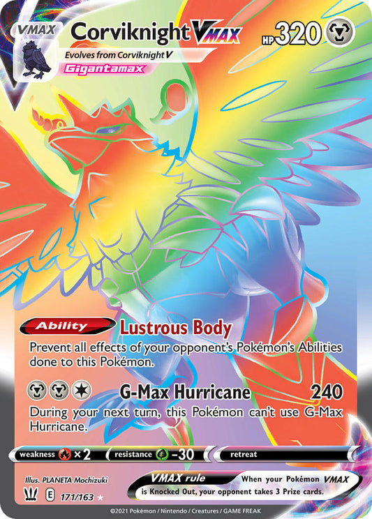 (171/163) Pokemon TCG Battle Styles Single: Corviknight VMAX  Secret Rare