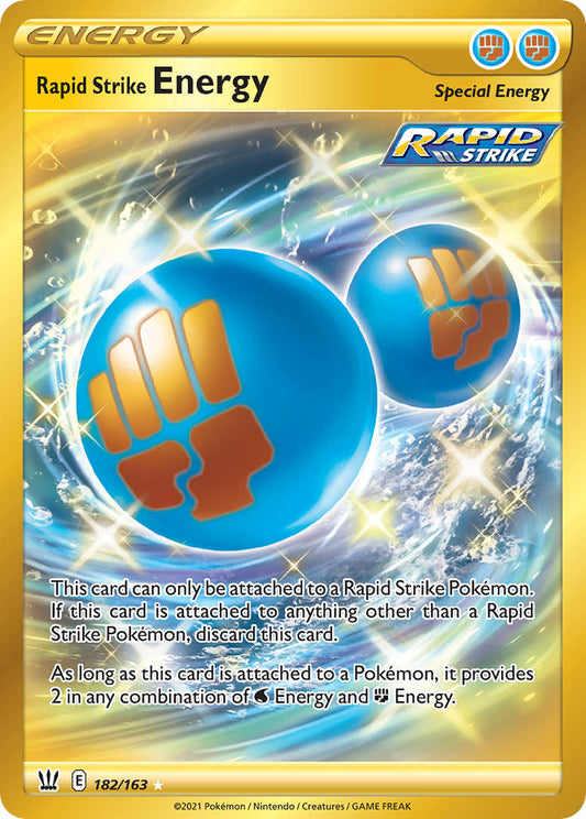 (182/163) Pokemon TCG Battle Styles Single: Rapid Strike Energy  Secret Rare