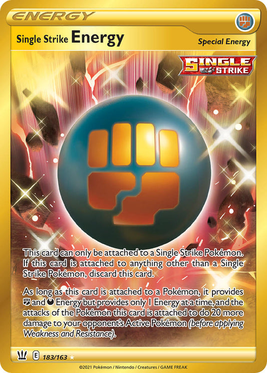 (183/163) Pokemon TCG Battle Styles Single: Single Strike Energy  Secret Rare
