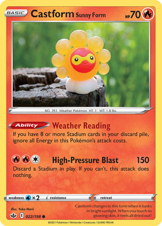 (022/198) Pokemon TCG Chilling Reign Single: Castform Sunny Form Reverse Holo Common