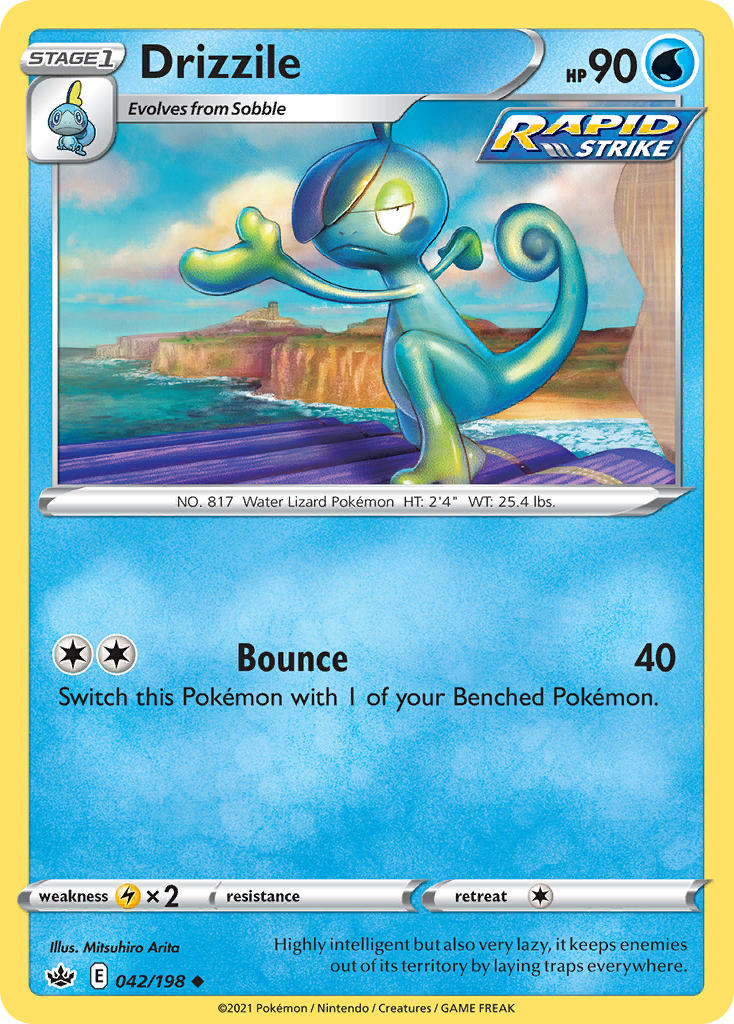 (042/198) Pokemon TCG Chilling Reign Single: Drizzile Reverse Holo Uncommon