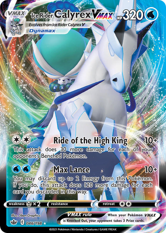 (046/198) Pokemon TCG Chilling Reign Single: Ice Rider Calyrex VMAX  Ultra Rare