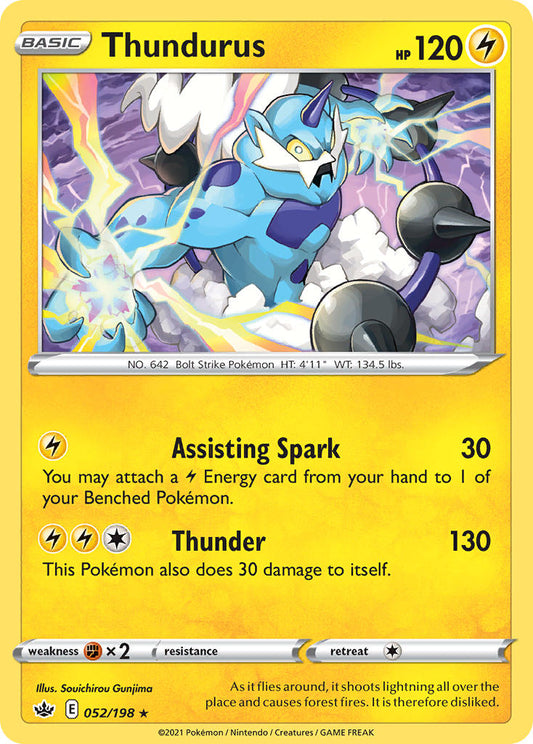 (052/198) Pokemon TCG Chilling Reign Single: Thundurus Reverse Holo Holo Rare