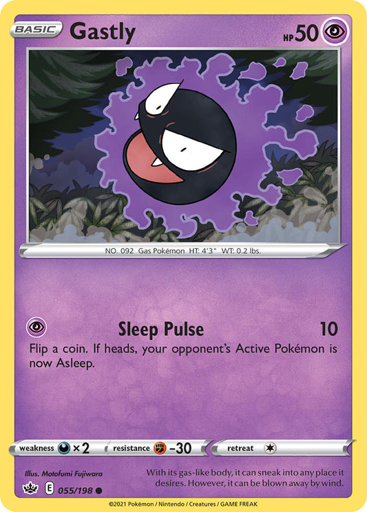 (055/198) Pokemon TCG Chilling Reign Single: Gastly Reverse Holo Common