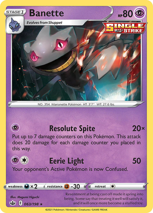 (063/198) Pokemon TCG Chilling Reign Single: Banette Reverse Holo Rare