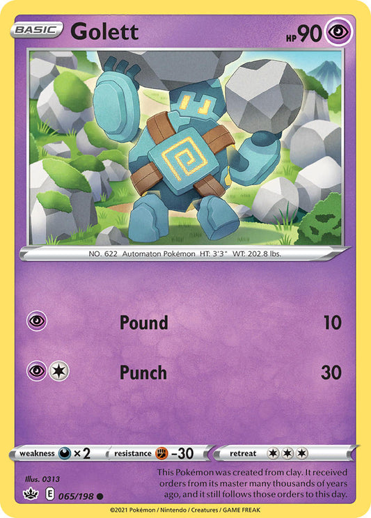 (065/198) Pokemon TCG Chilling Reign Single: Golett  Common