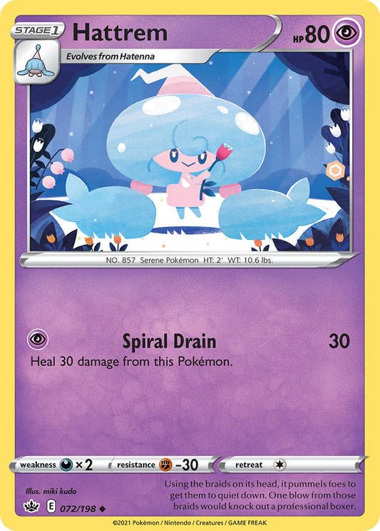 (072/198) Pokemon TCG Chilling Reign Single: Hattrem Reverse Holo Uncommon
