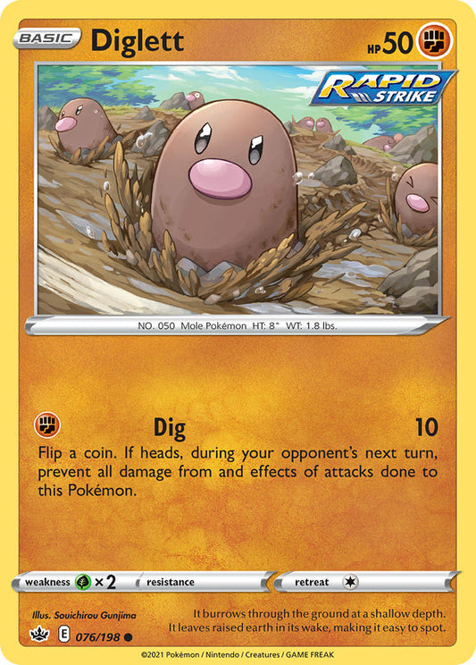 (076/198) Pokemon TCG Chilling Reign Single: Diglett Reverse Holo Common
