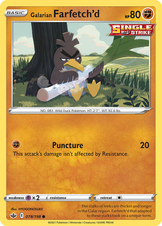 (078/198) Pokemon TCG Chilling Reign Single: Galarian Farfetch'd Reverse Holo Common