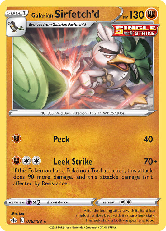 (079/198) Pokemon TCG Chilling Reign Single: Galarian Sirfetch'd Reverse Holo Rare