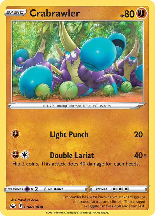 (084/198) Pokemon TCG Chilling Reign Single: Crabrawler Reverse Holo Common