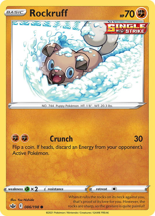 (086/198) Pokemon TCG Chilling Reign Single: Rockruff Reverse Holo Common