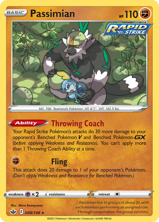 (088/198) Pokemon TCG Chilling Reign Single: Passimian  Rare