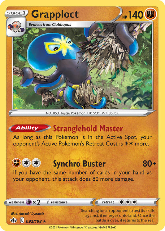 (092/198) Pokemon TCG Chilling Reign Single: Grapploct Reverse Holo Holo Rare