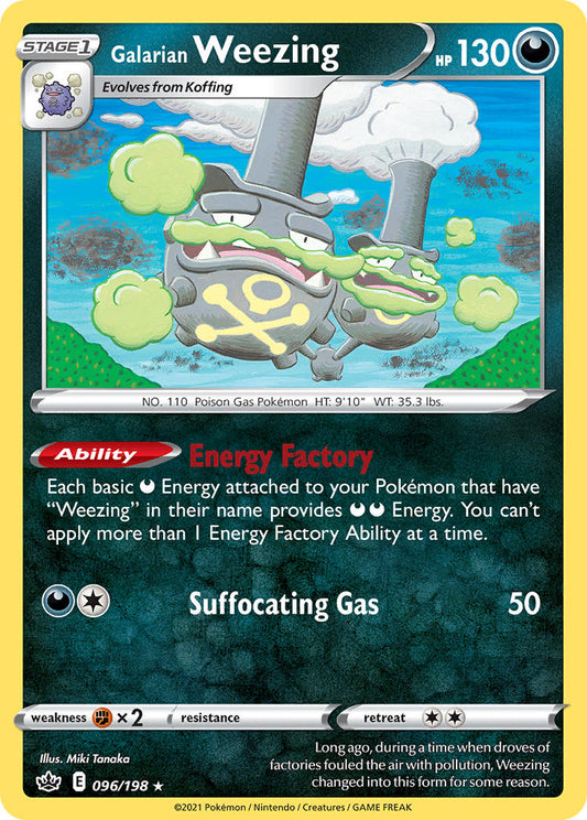 (096/198) Pokemon TCG Chilling Reign Single: Galarian Weezing Reverse Holo Rare