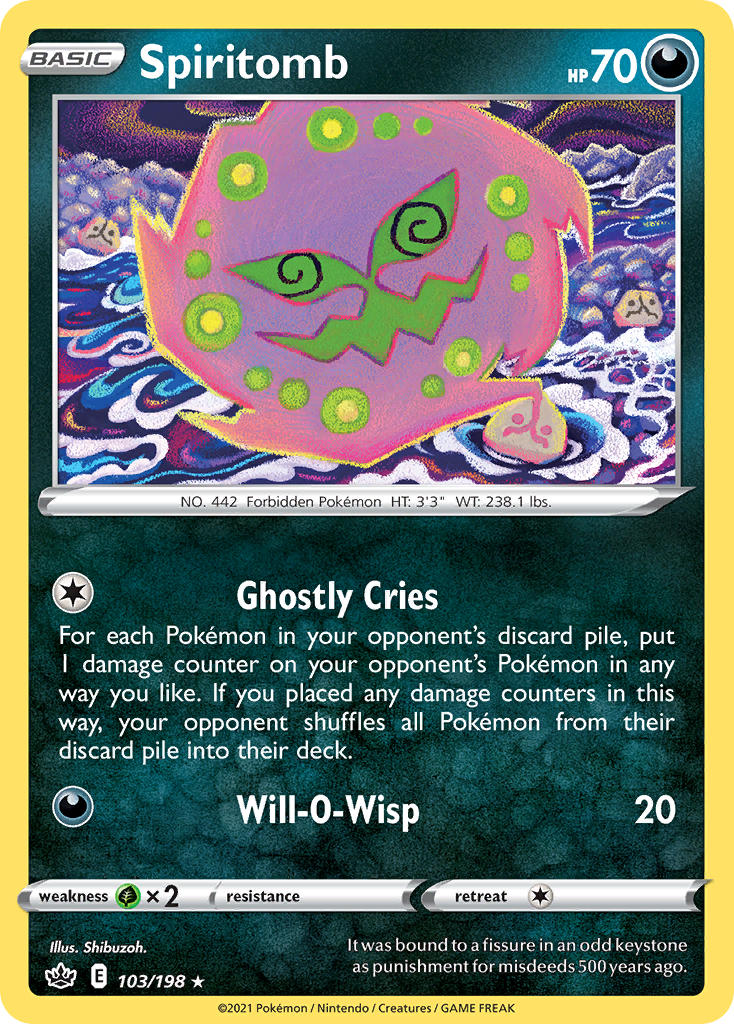 (103/198) Pokemon TCG Chilling Reign Single: Spiritomb Reverse Holo Rare