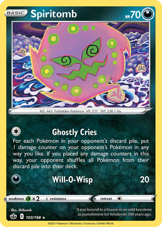 (103/198) Pokemon TCG Chilling Reign Single: Spiritomb Reverse Holo Rare