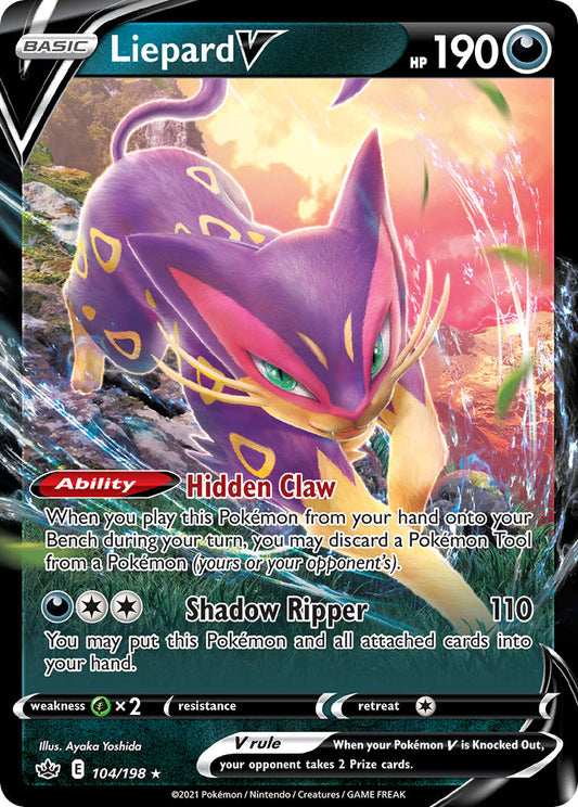 (104/198) Pokemon TCG Chilling Reign Single: Liepard V  Ultra Rare