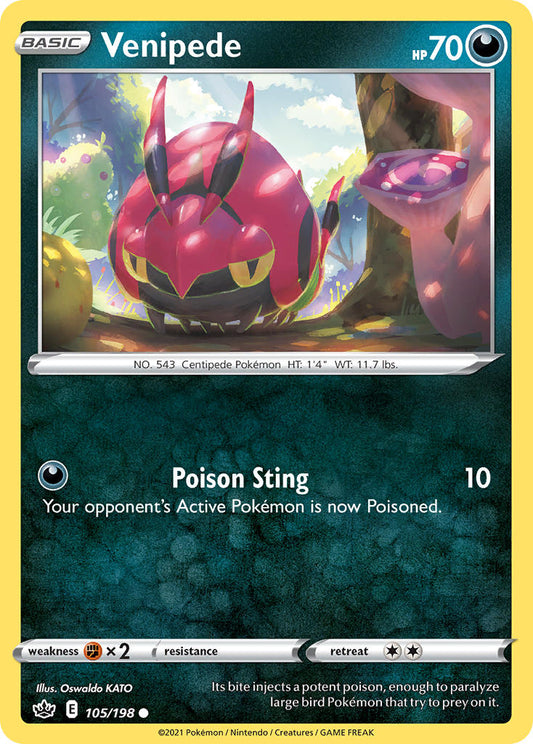 (105/198) Pokemon TCG Chilling Reign Single: Venipede  Common