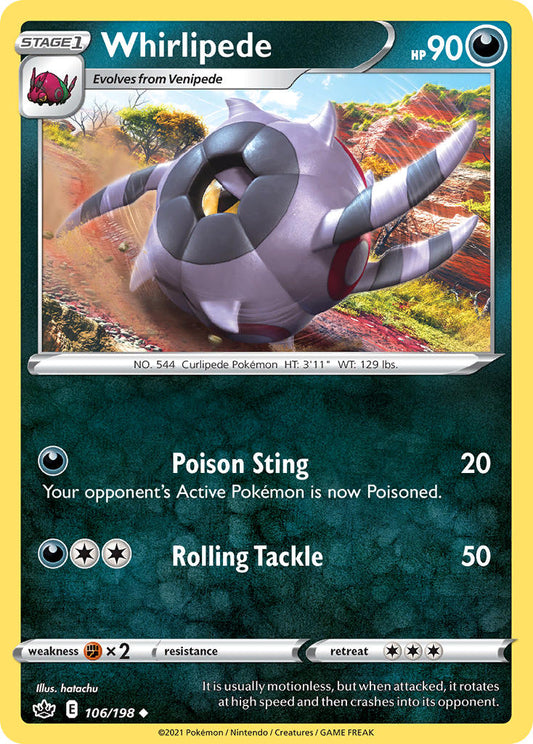 (106/198) Pokemon TCG Chilling Reign Single: Whirlipede  Uncommon