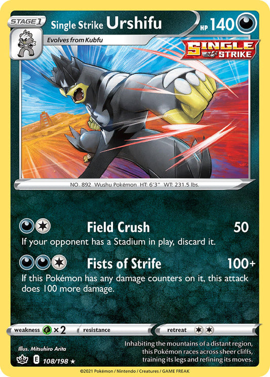 (108/198) Pokemon TCG Chilling Reign Single: Single Strike Urshifu Reverse Holo Holo Rare