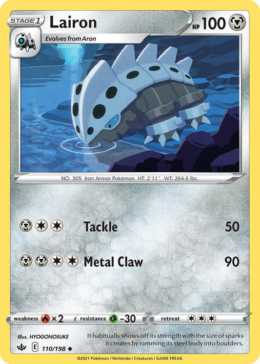 (110/198) Pokemon TCG Chilling Reign Single: Lairon Reverse Holo Uncommon